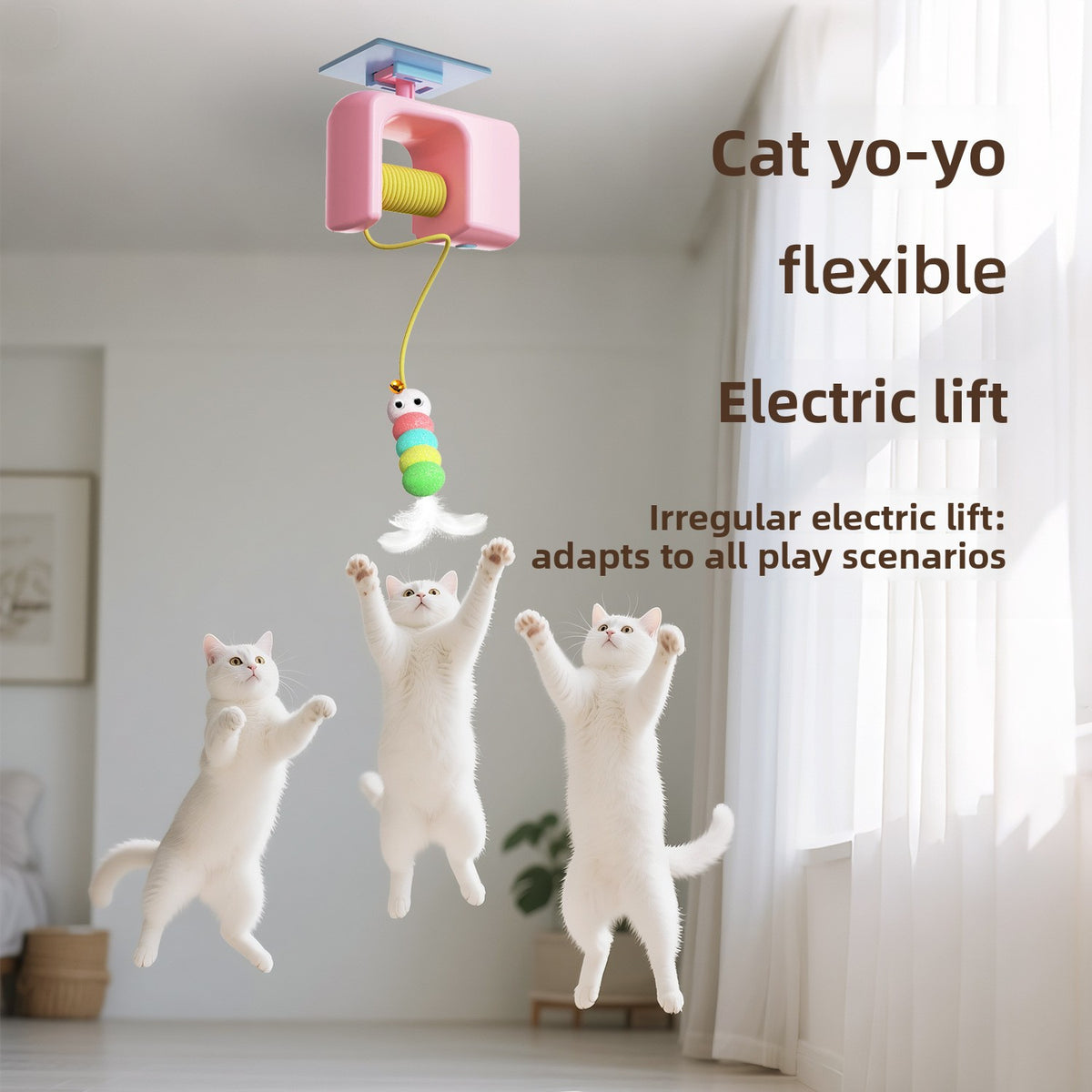 Electric Hanging Door Cat Toy with Teasing Stick