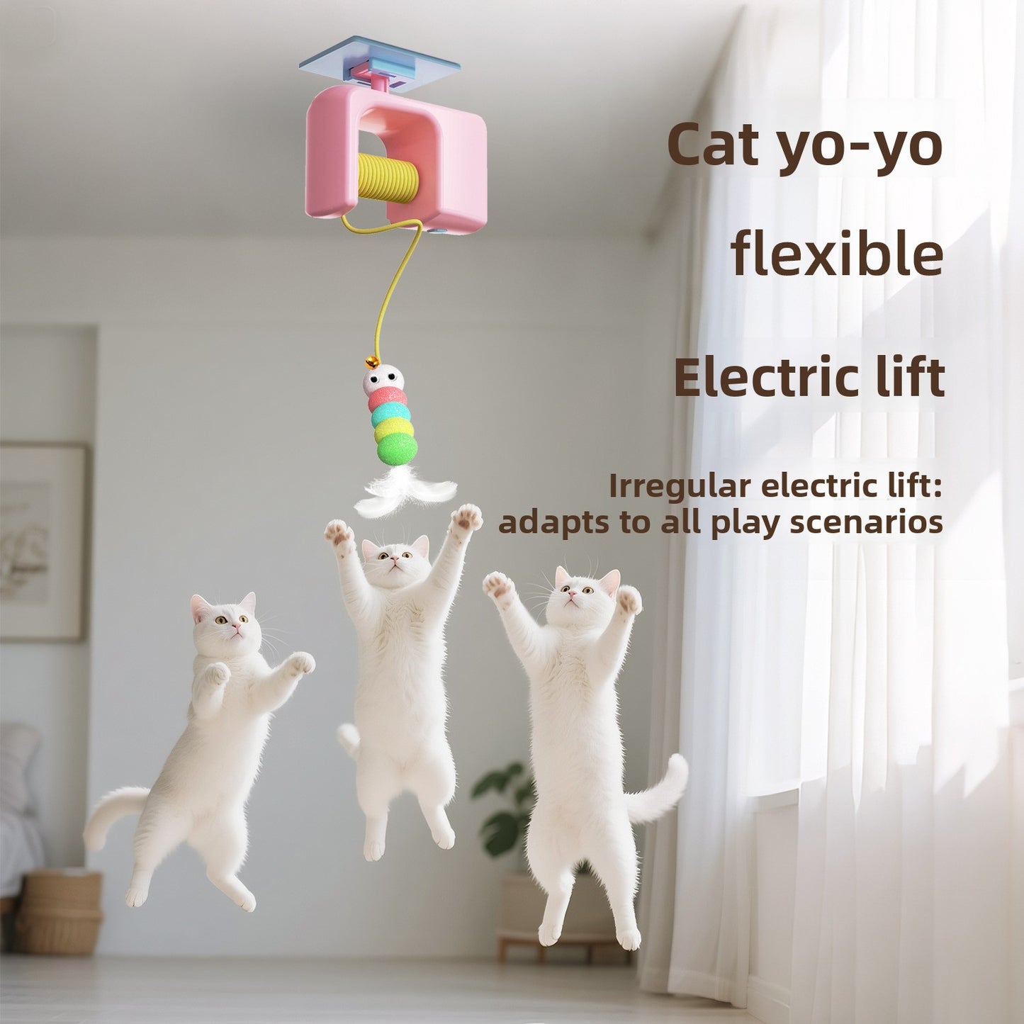 Electric Hanging Door Cat Toy with Teasing Stick